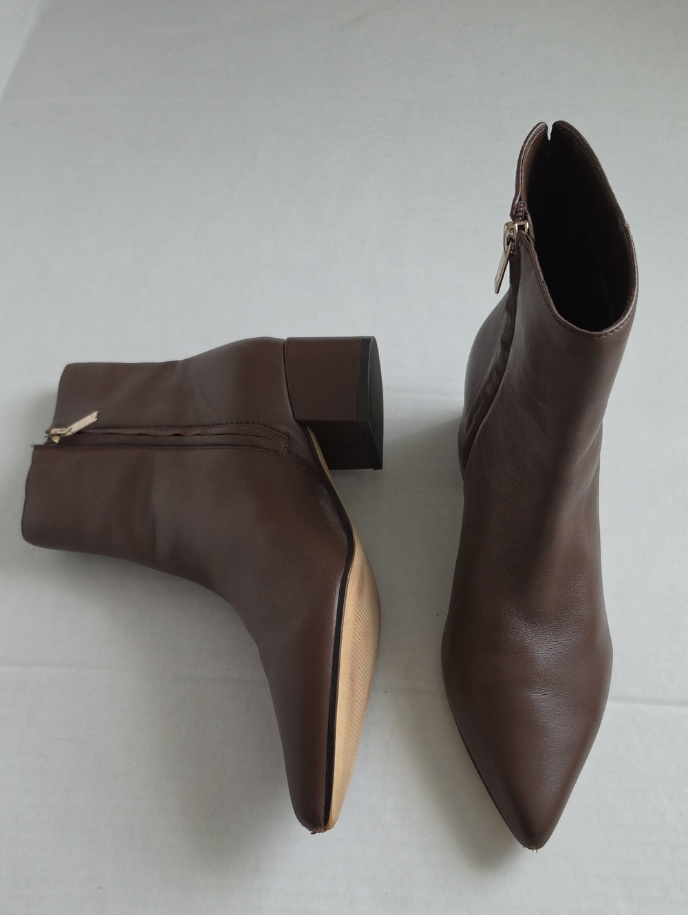 Mark Fisher LTD Leonna Pointed Toe Leather Bootie Dark Brown Women's 7.5